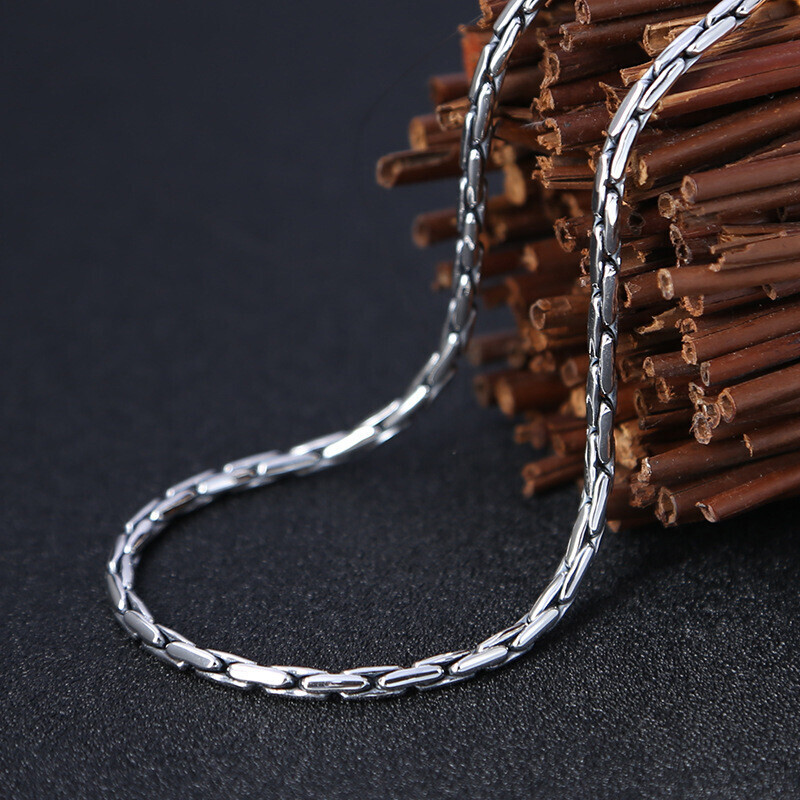 Real 925 Sterling Silver Necklace Men Women 3mm Long Box Snake Link Chain
