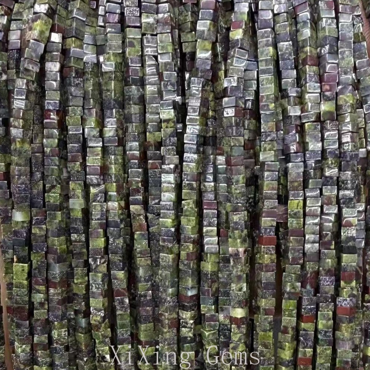 1x2mm Natural Dragon Bloodstone Flat Square Disc Spacer Beads for Jewelry Making