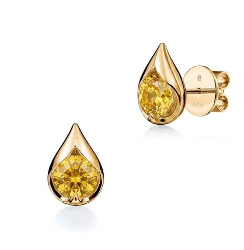 4ct Round Simulated Yellow Sapphire Drop Stud Earrings 14k Yellow Gold Finish