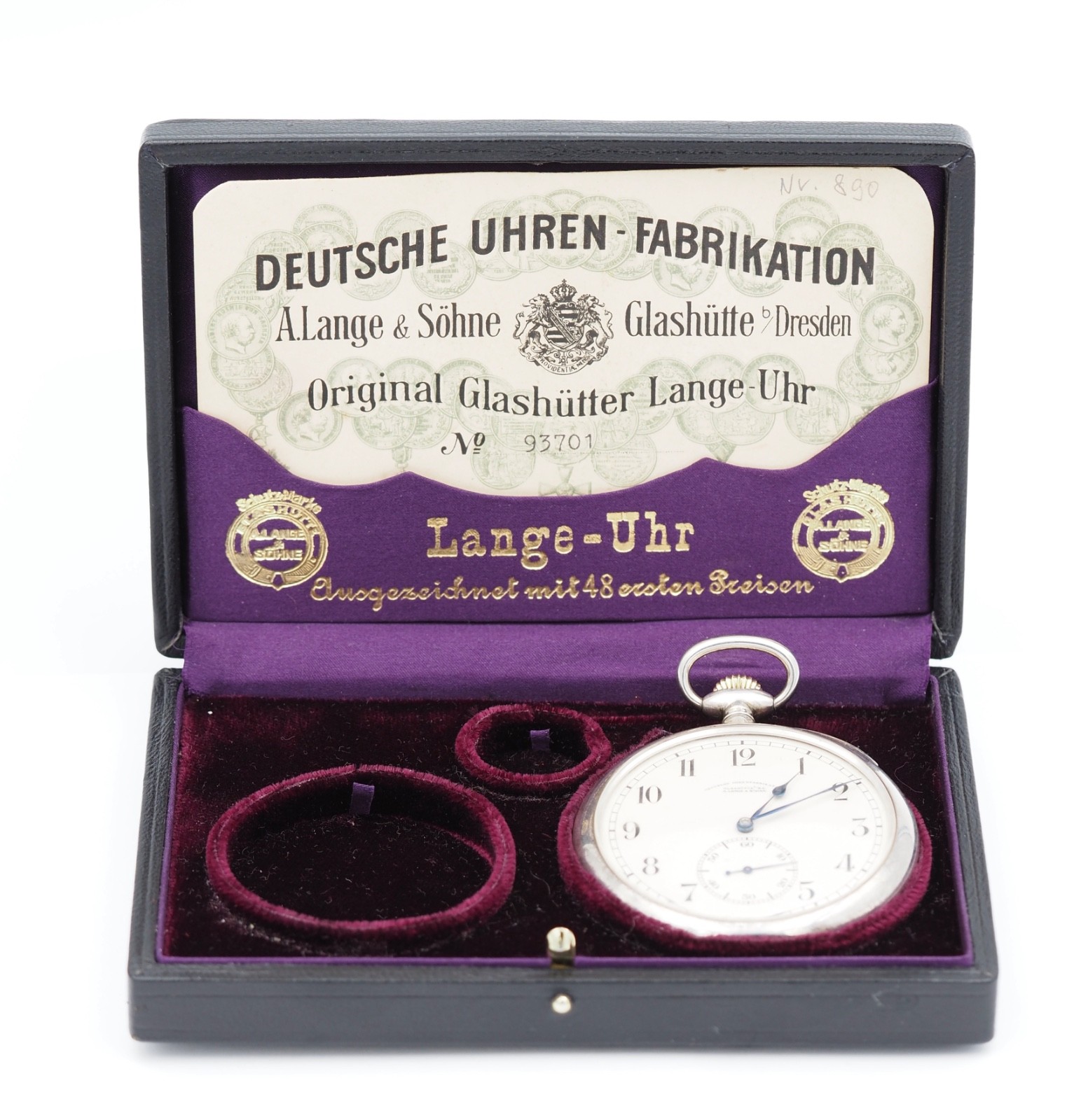 A. Lange & Söhne Pocket Watch Glashütte Silver 93701 With Box & Certificate