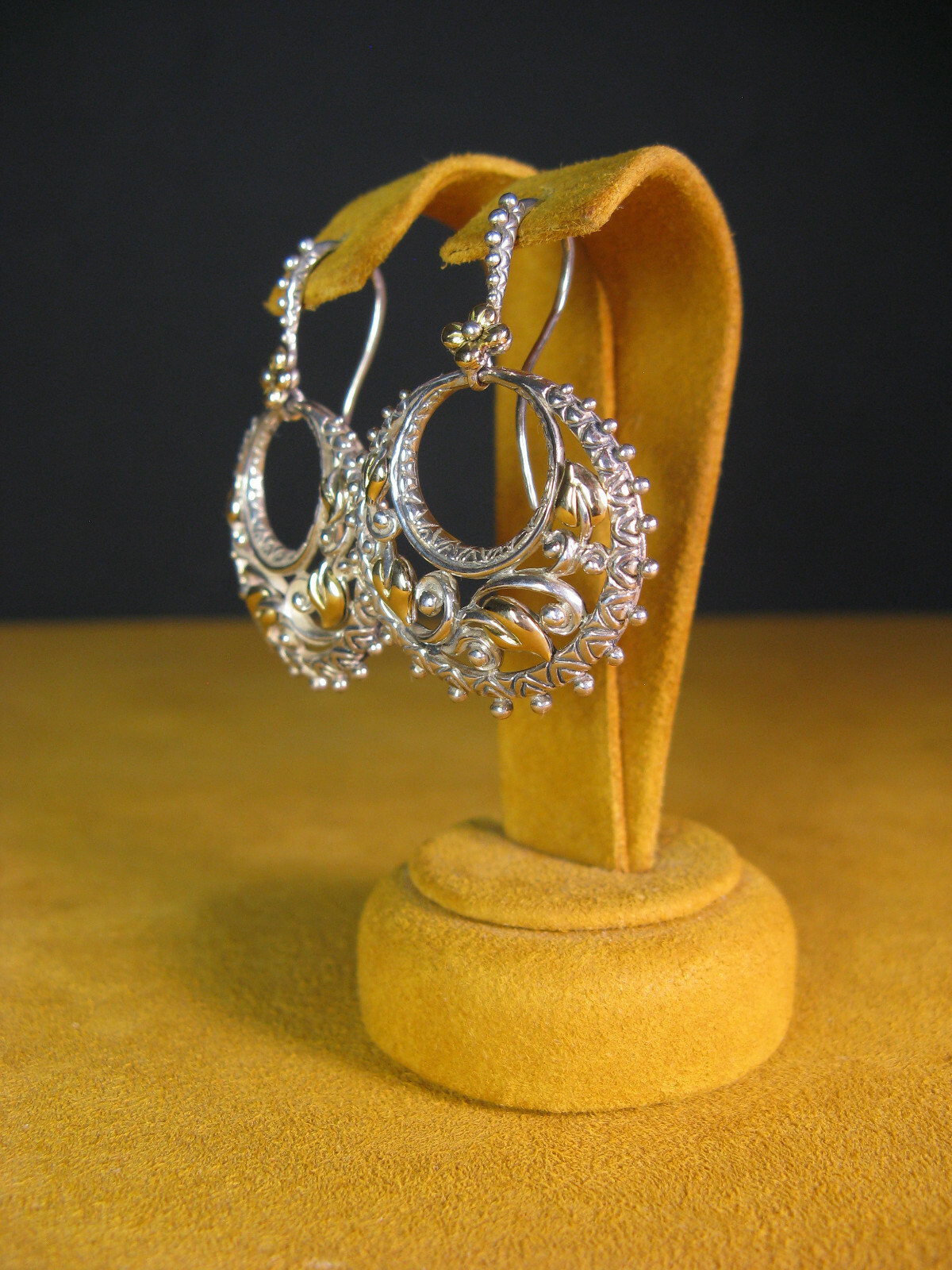 BARBARA BIXBY EARRINGS VINE LEAF ORGANIC FLOWER CHANDELIER HOOP Designer Gift