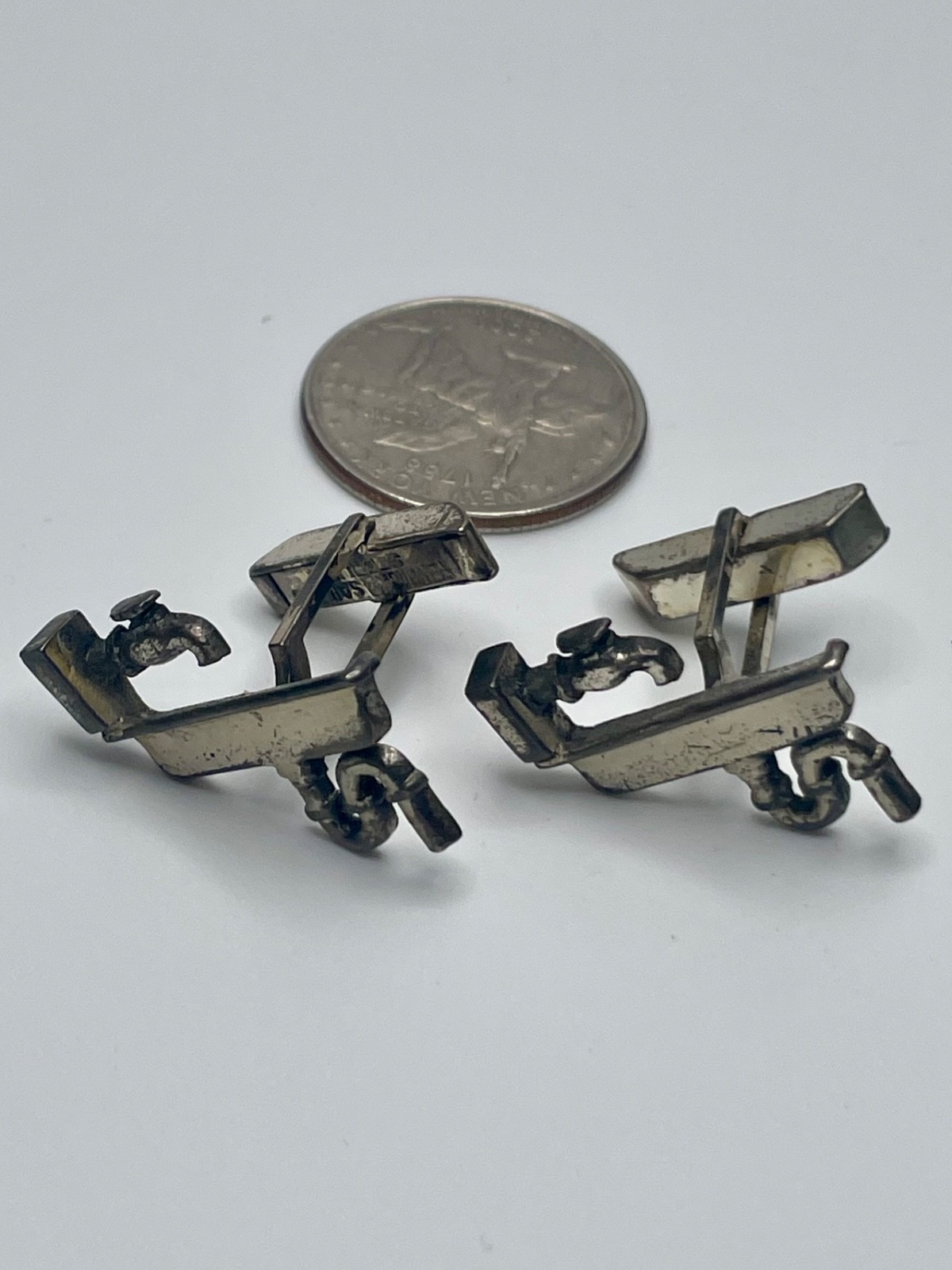 Vintage Fenwick & Sailors Sterling Silver Cufflinks Novelty Kitchen Sink