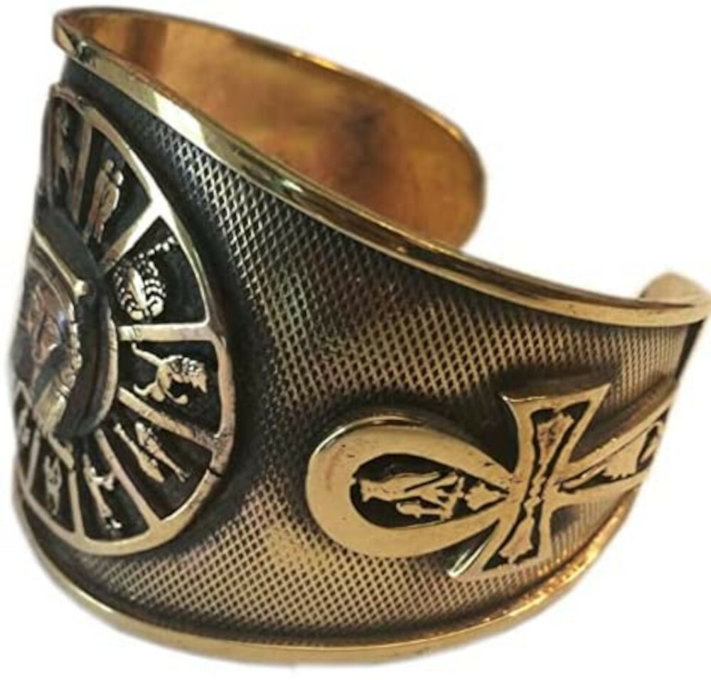 Kemet Art Egyptian Bronze Bangle Hathor (Zodiac & Ankh)