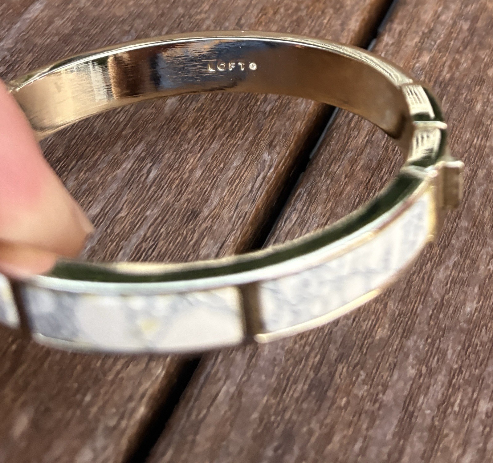 Ann Taylor Loft Marble Gold Tone Hinged Bracelet