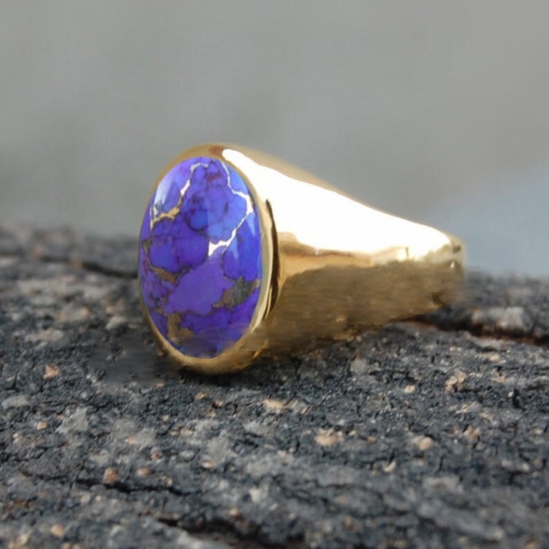 Solid 925 Sterling Silver AA Natural Copper Turquoise Gemstone Men’s Unisex Ring