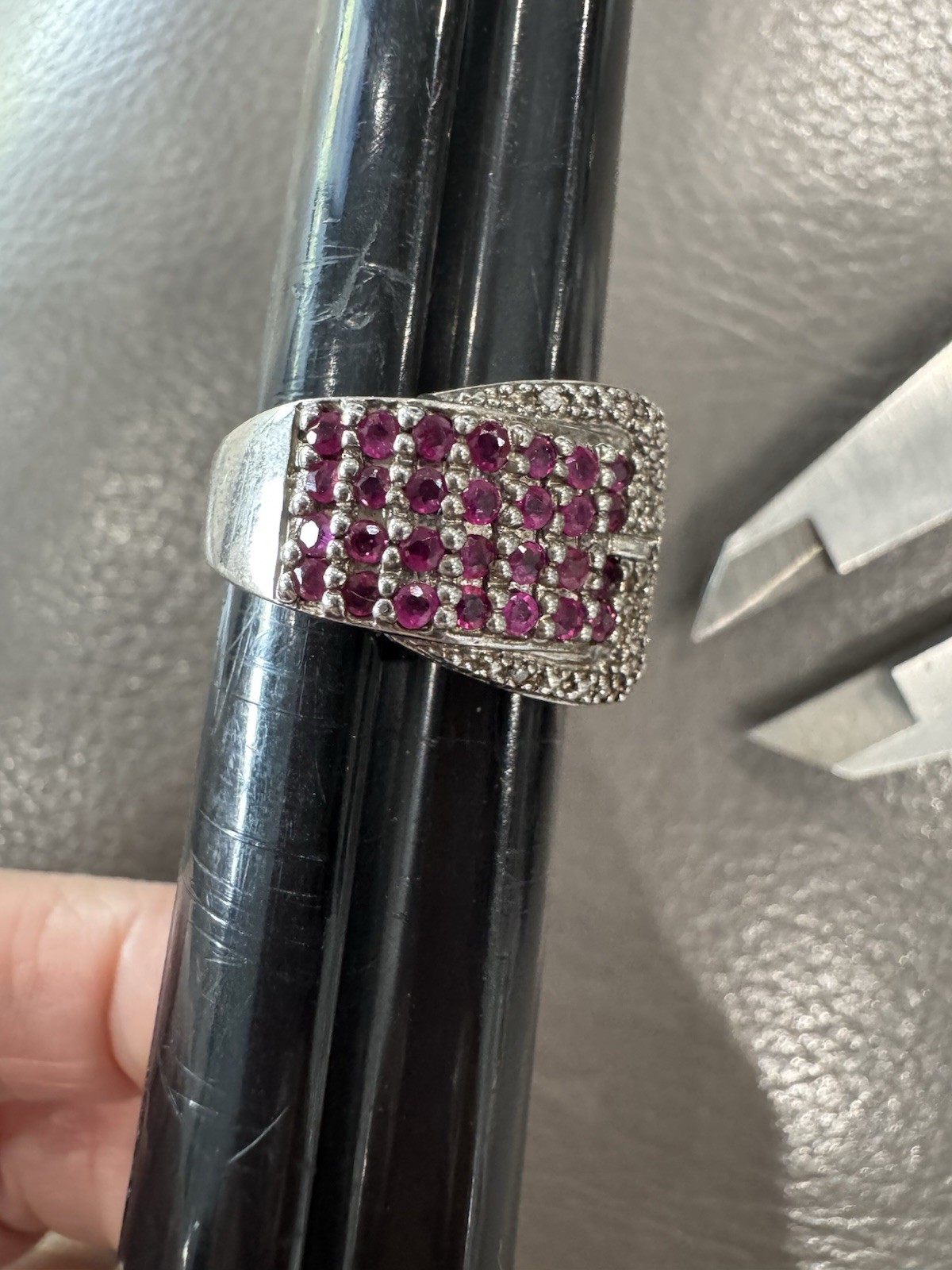 925 Sterling Silver Ring Ruby Natural Gemstone jewelry Size 7 Buckle Design