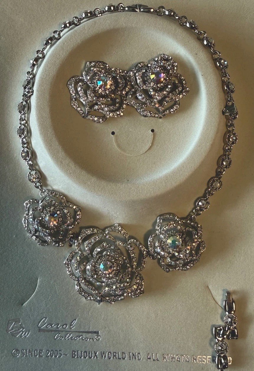 NIP Vintage Statement Jewelry Set By Bijoux World ‘Carol’ Necklace Earrings