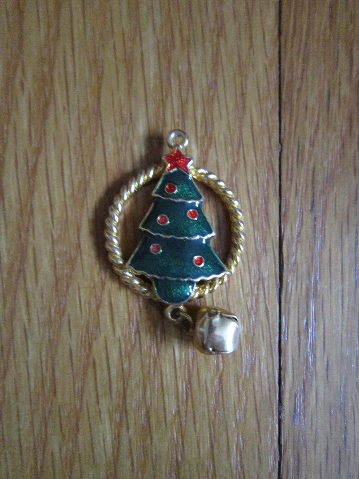 Vintage Christmas Pendant ONLY Necklace No Chain Charm Goldtone Jingle Bell