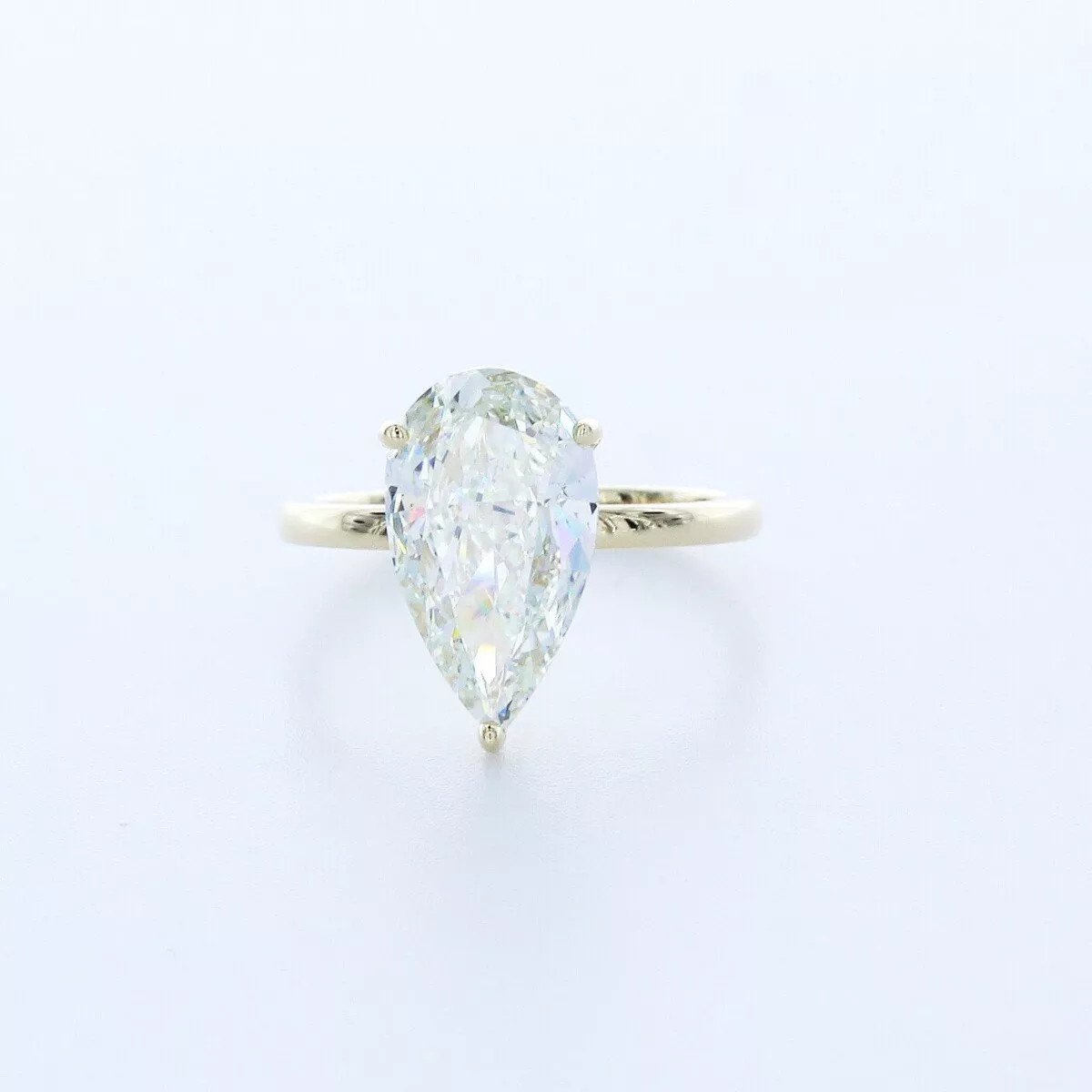 Solitaire Engagement Ring Petite 14K Gold 2.78 CT Pear Lab-Grown Diamond H VS1