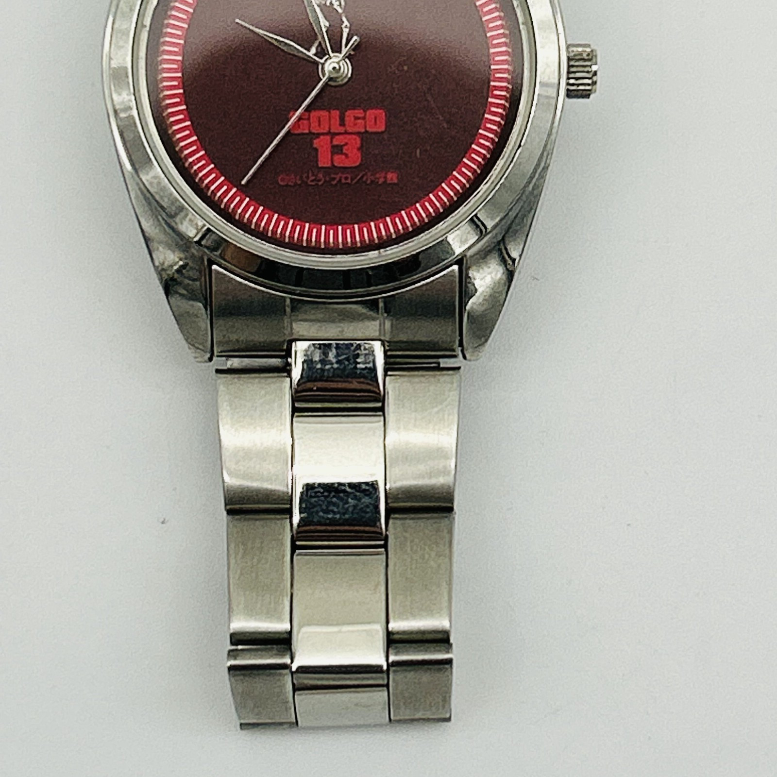 VINTAGE Golgo 13 Watch Adult Silver Tone Red Anime Manga Japan Video Game Y2K