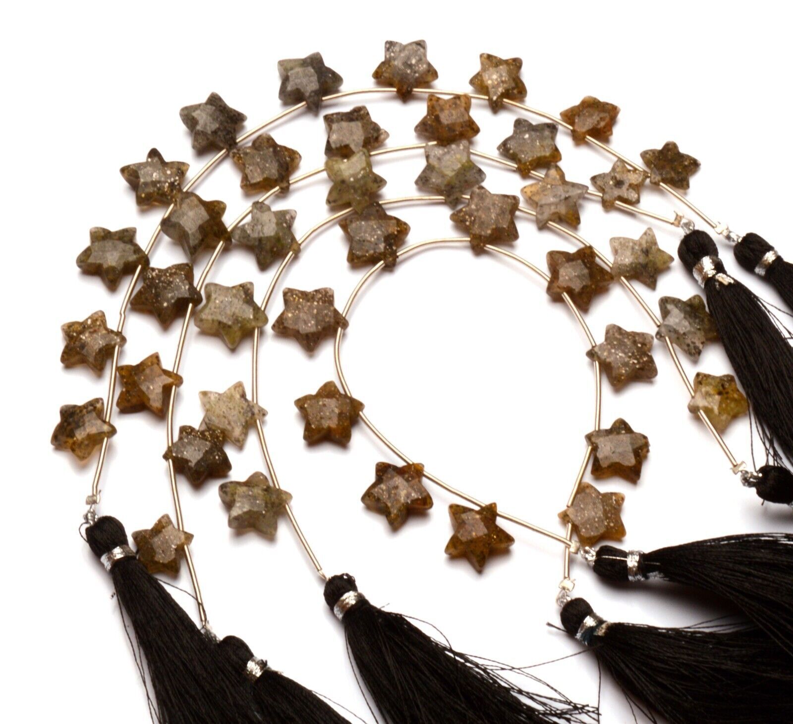 Natural Gem Black Aventurine Quartz 11 to 13 mm Size Star Shape Beads 7″ Strand