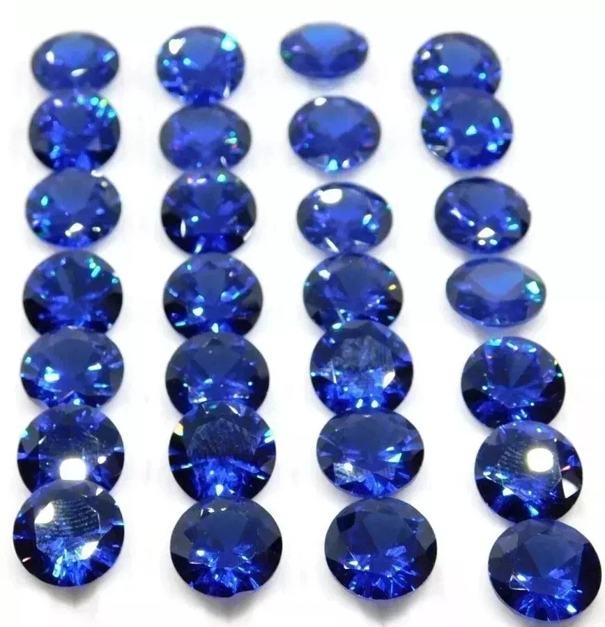 Natural 52 Pcs blue Zircon Round Cut 4 mm Cambodian Certified Gemstone Lot+ Gift