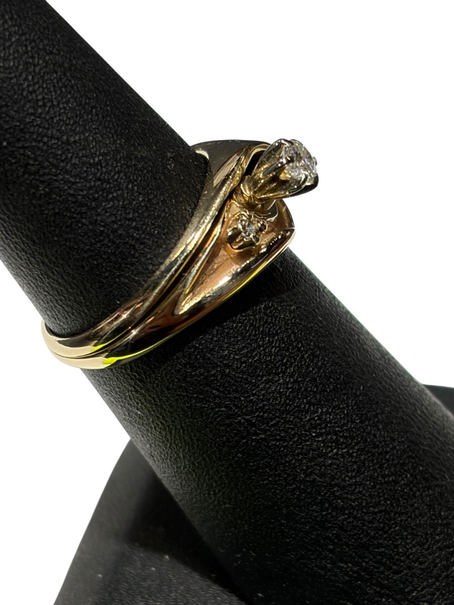 14K Yellow Gold Diamond Wedding Set .12 CTW Size 6 Weight 4.20g (MP1050179)
