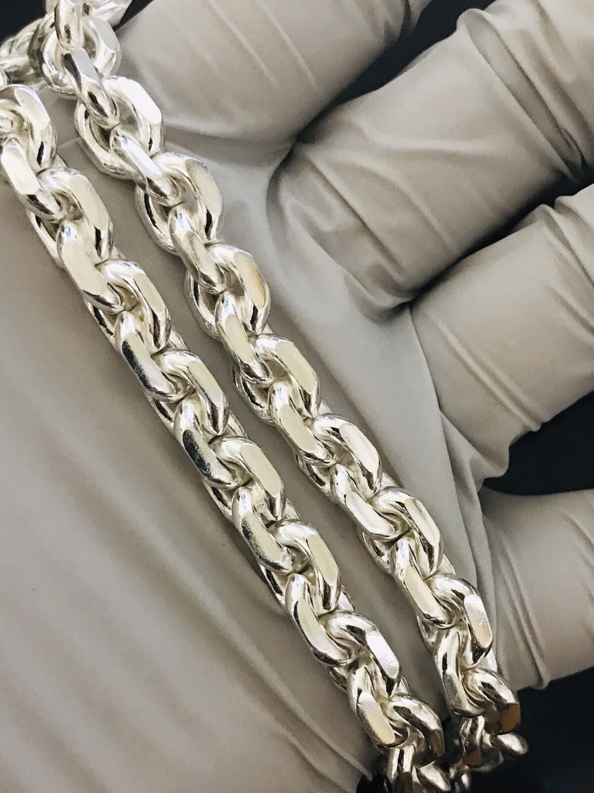999 FINE silver Handmade anchor link Chain Necklace Approx 100.00 Grams 24 inch