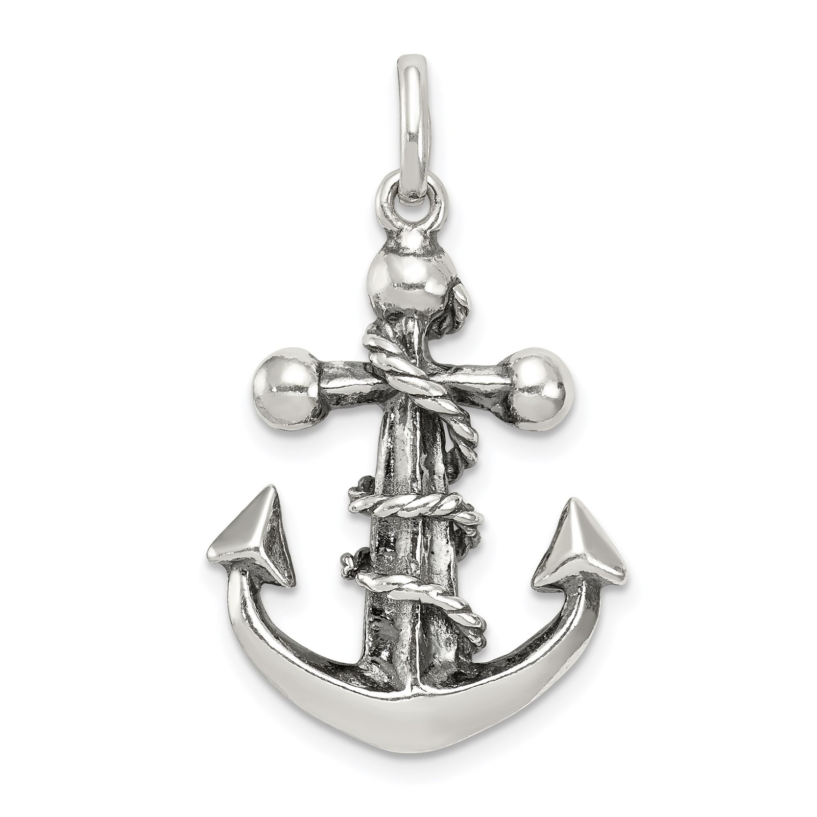 Sterling Silver Nautical Anchor Cross Pendant Necklace for Men and Women Vintage