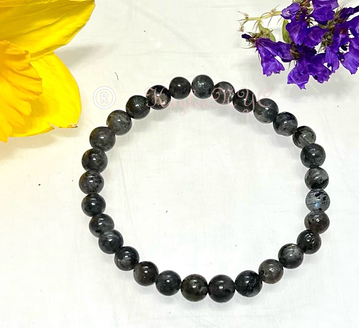 Wholesale 6 Pcs Natural Larvikite 6mm 7.5” Stretch Bracelet Crystal