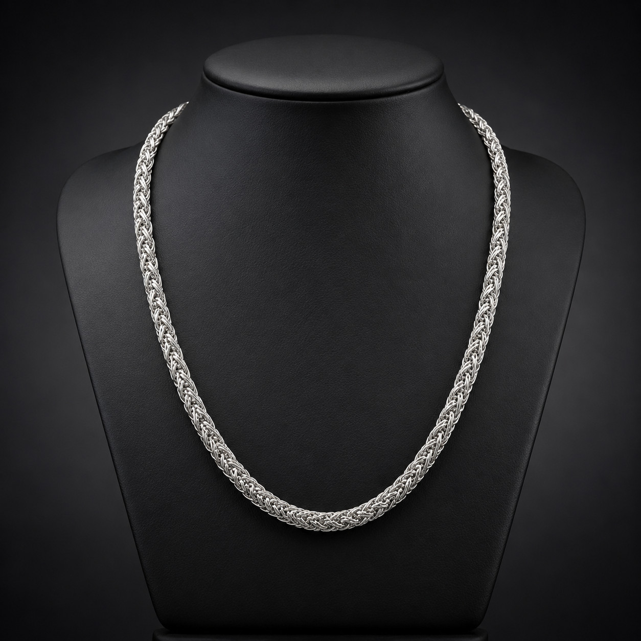 8mm Braided Wheat Chain Necklace 24in Stainless Steel Men Women Silver Tone