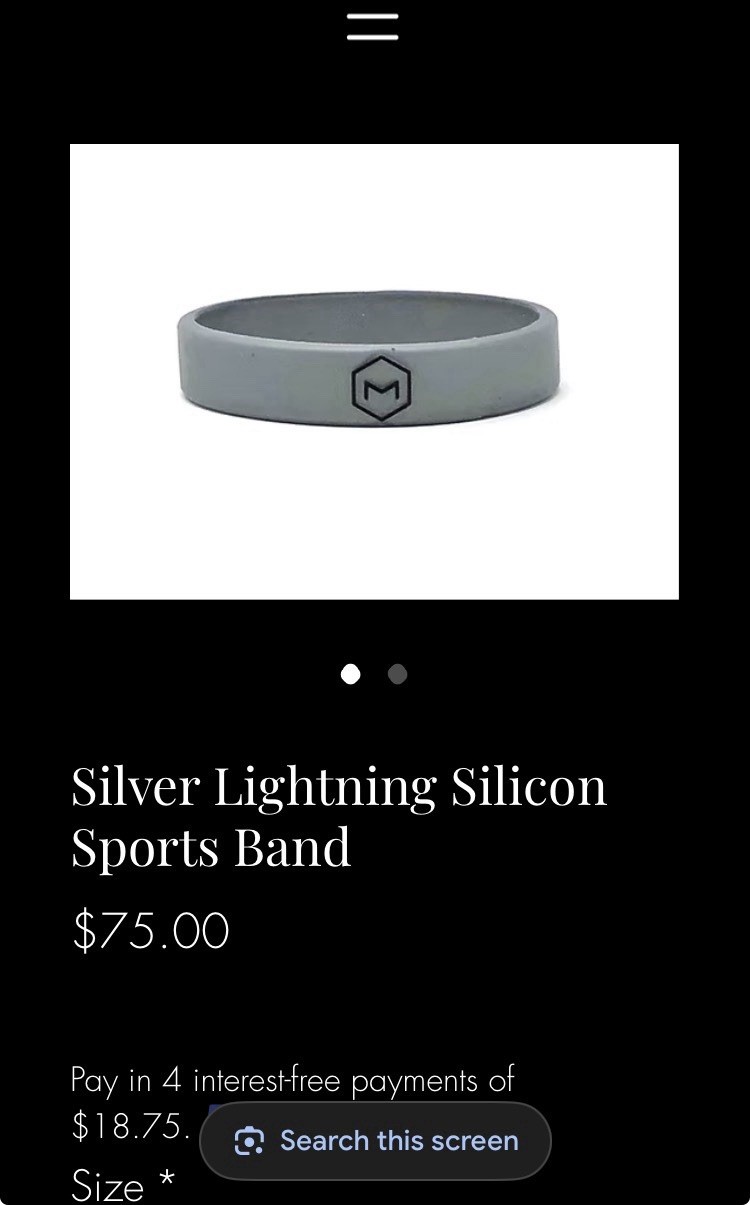 Silver Lightning Silicon Sports Band 7.83 Hz Frequency