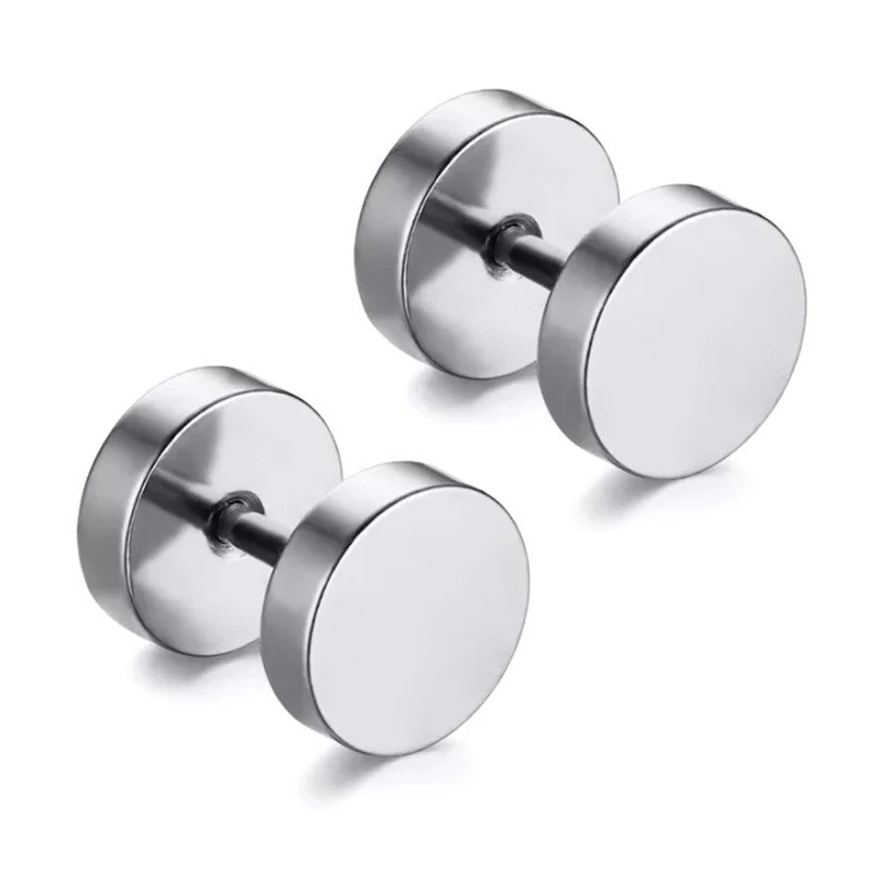 Flat Back Surgical Stainless Steel Stud Earrings for Women Men Piercing Jewelry