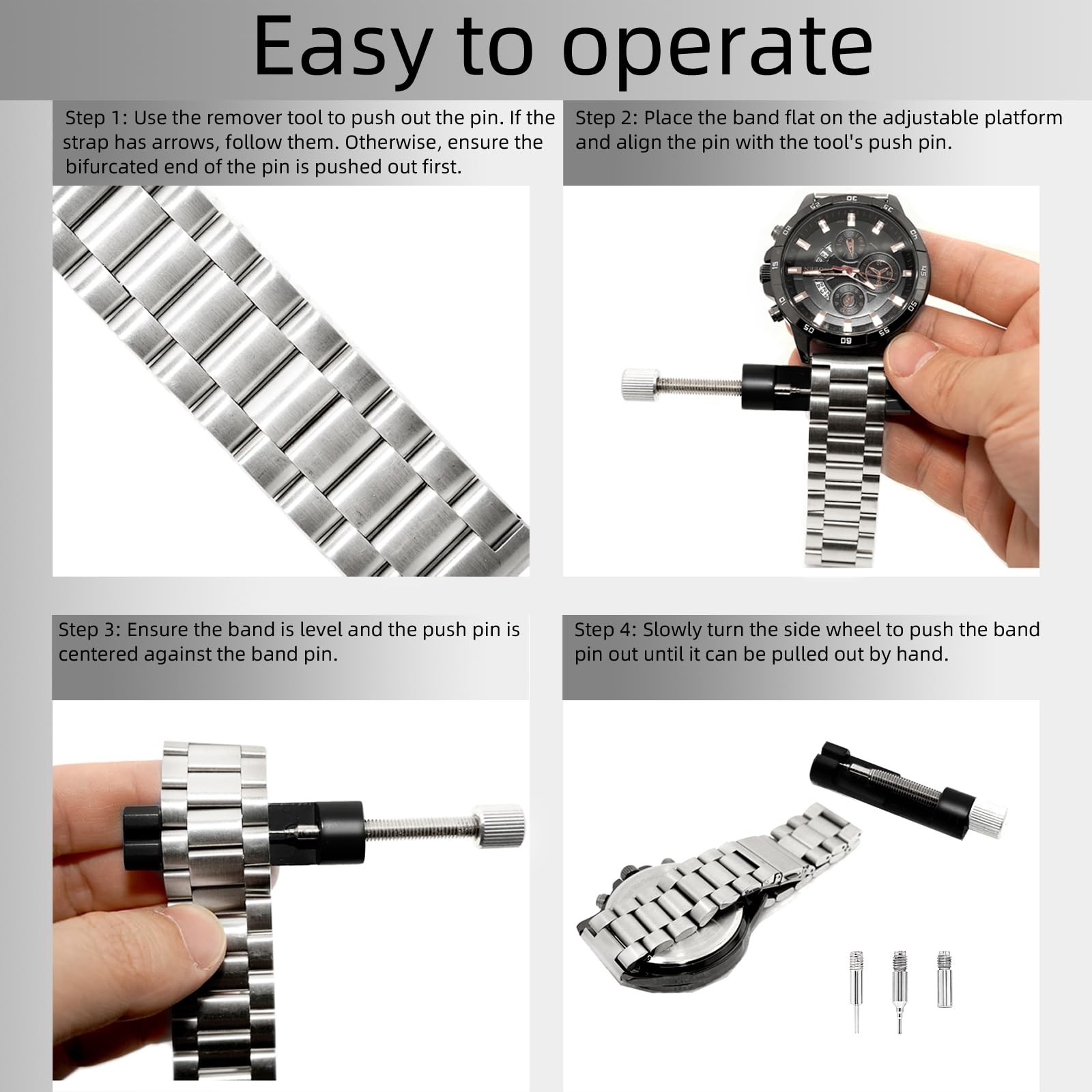 RANBOS Watch Link Removal kit, Band Adjust and Pin Remover for Black