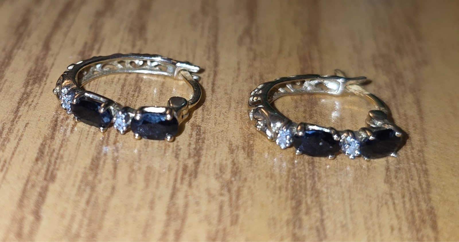 10k yellow gold sapphire diamond earrings