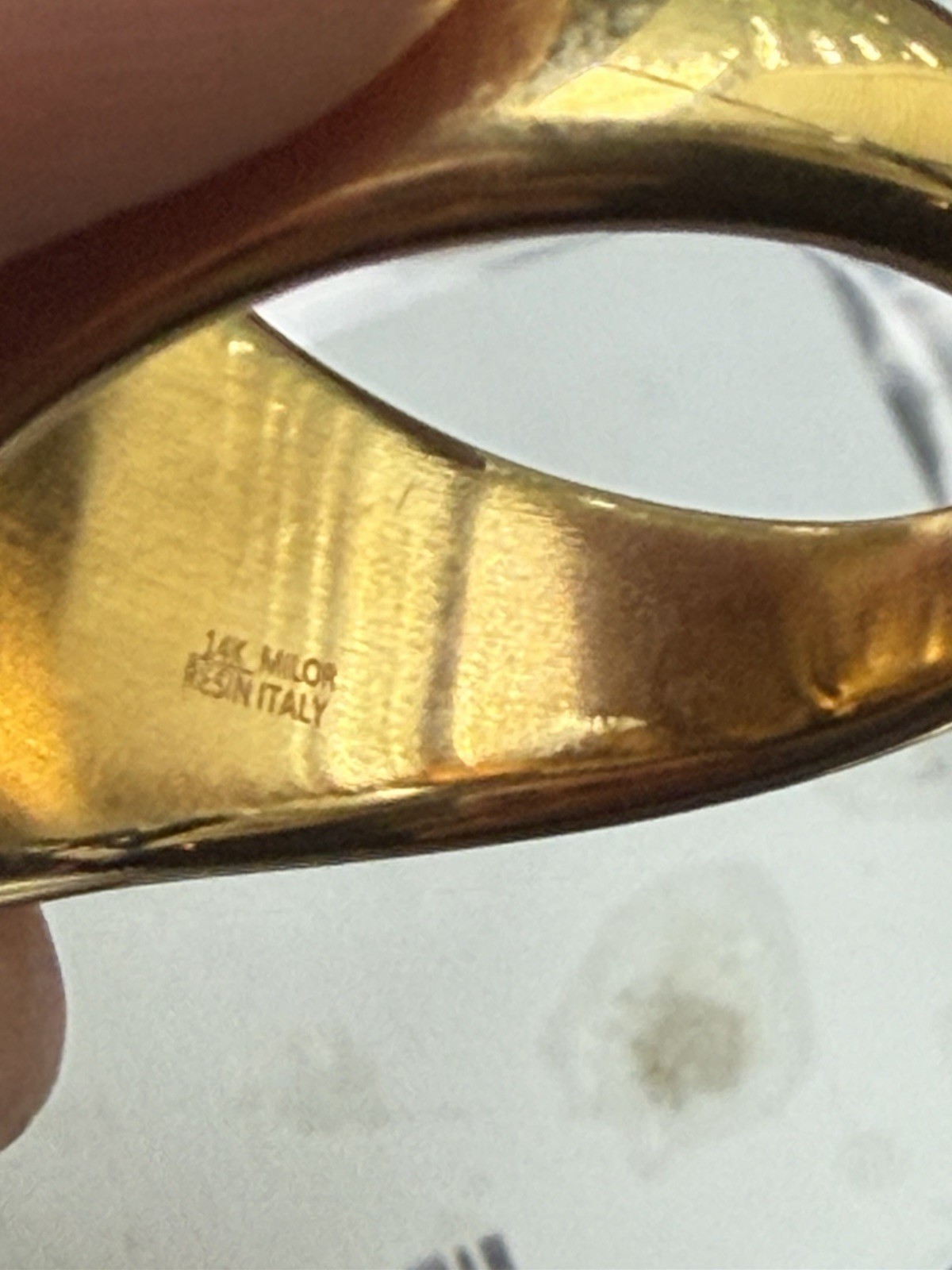 Milor 14K Gold Electroform Resin Italy Statement Ring Size 10 New with Tags