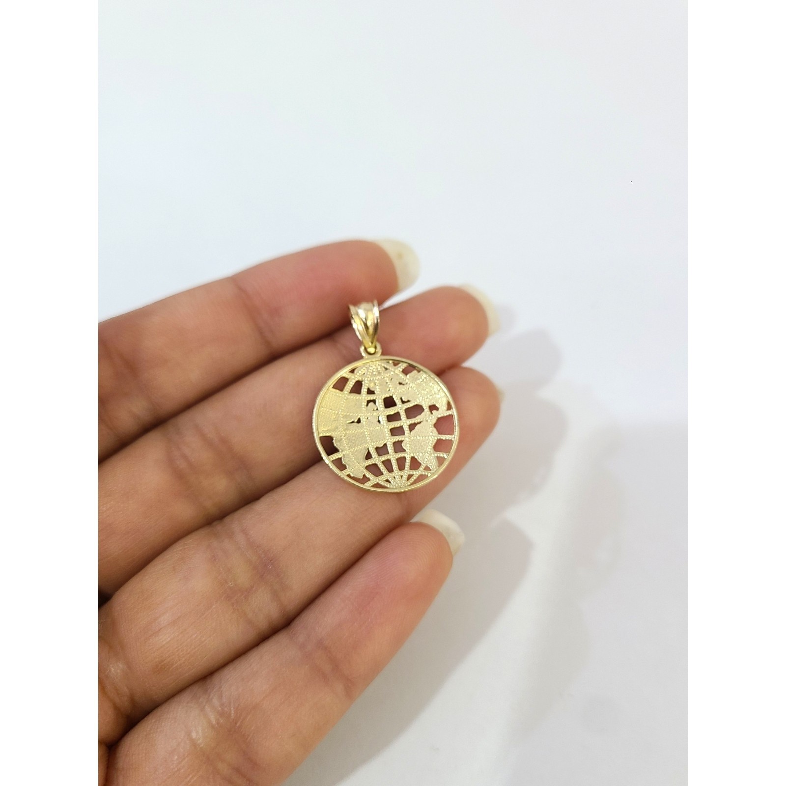 10K Gold World Map Globe Pendant Charm Religious Jewelry 1″