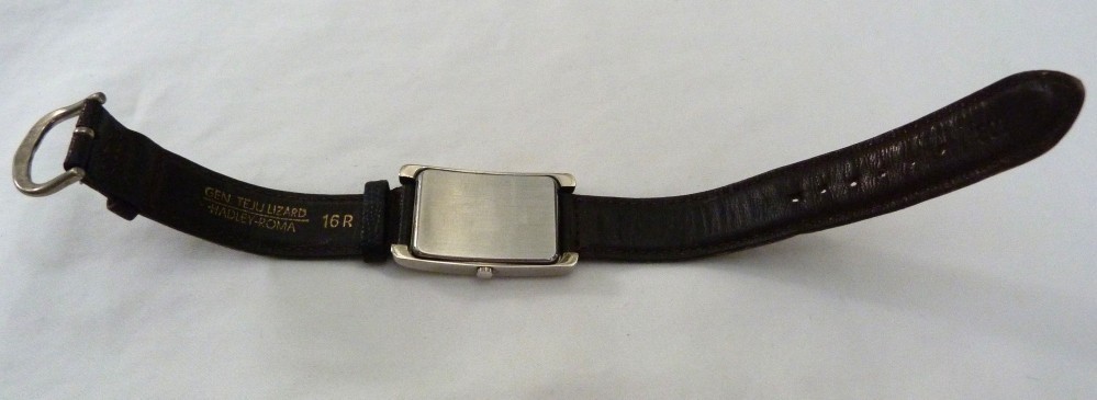 VINTAGE CALVIN KLEIN TANK WATCH STYLE TEJU LIZARD BROWN BAND 16R USA WATCH