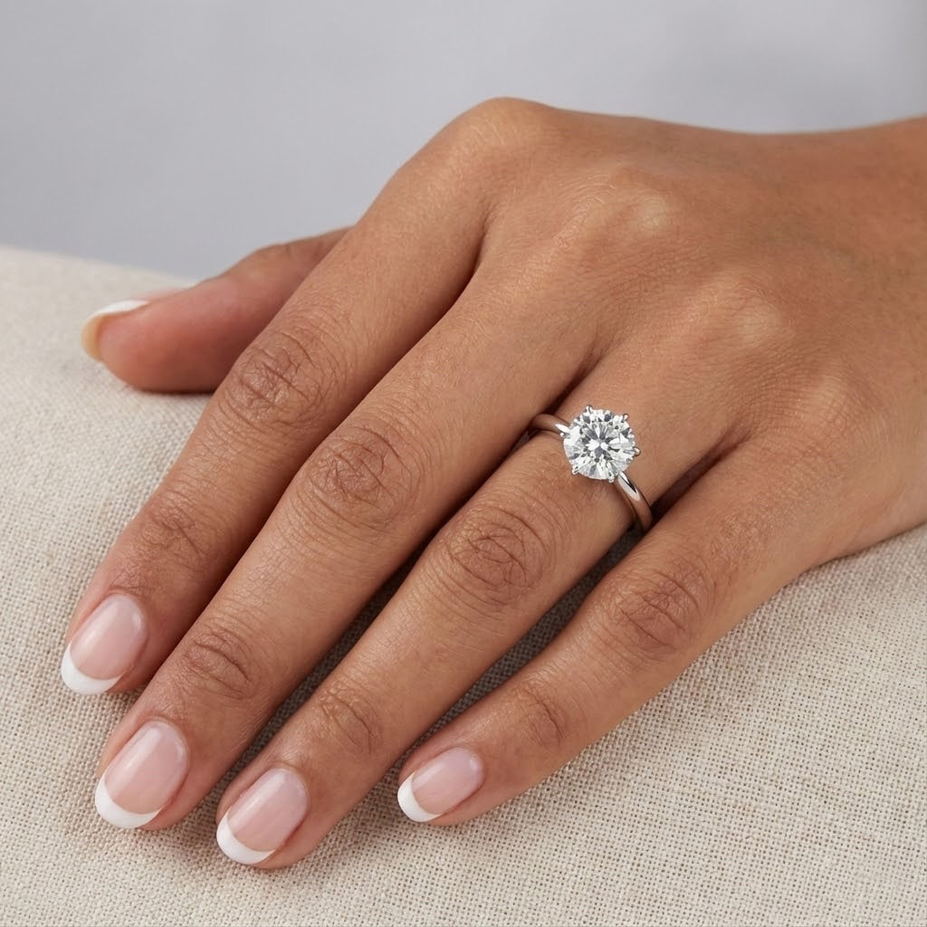 Solitaire Engagement Ring 14K Gold Classic Round 1.74 CT Lab-Grown Diamond E SI1