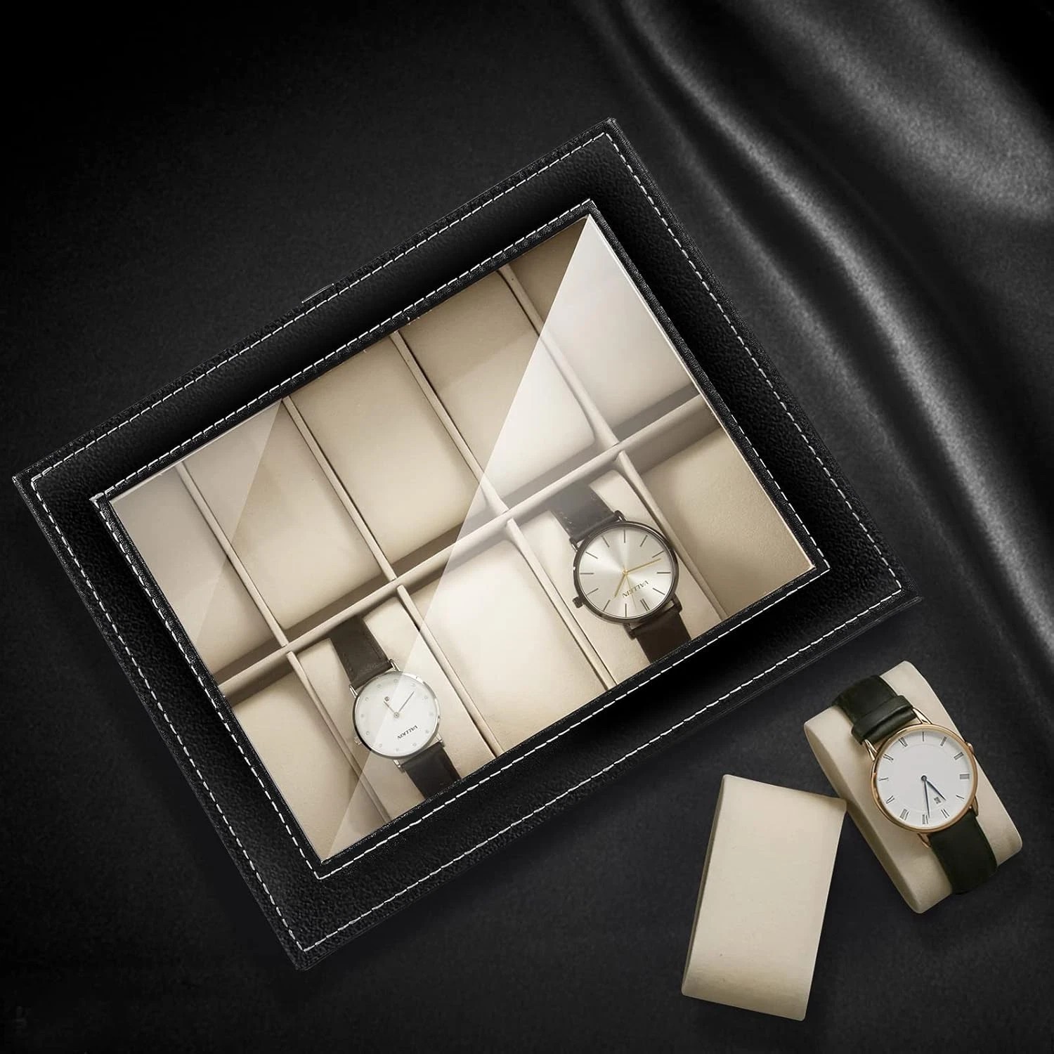 12 Slots PU Leather Watch Box Organizer Box Jewelry Storage Display Case GIFT