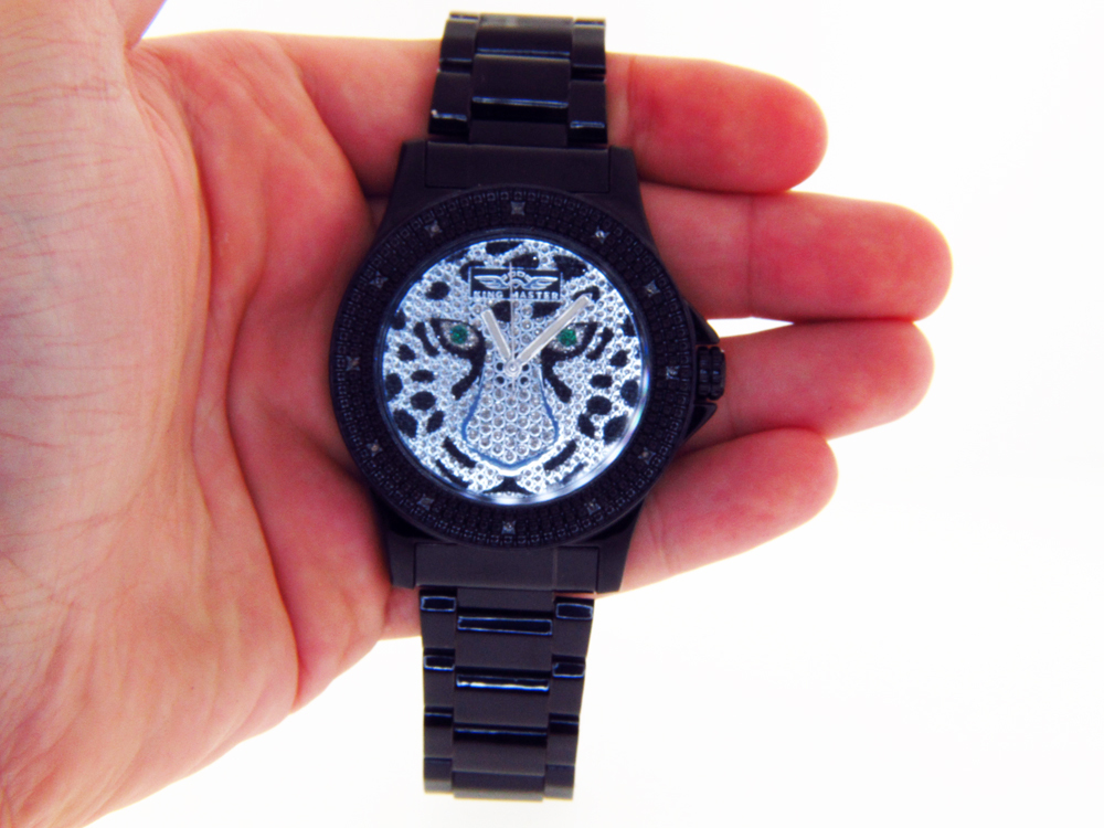 KING MASTER DIAMOND TIGER LEOPARD CHETAH FACE LARGE BLACK CASE BAND TECHNO JOJO