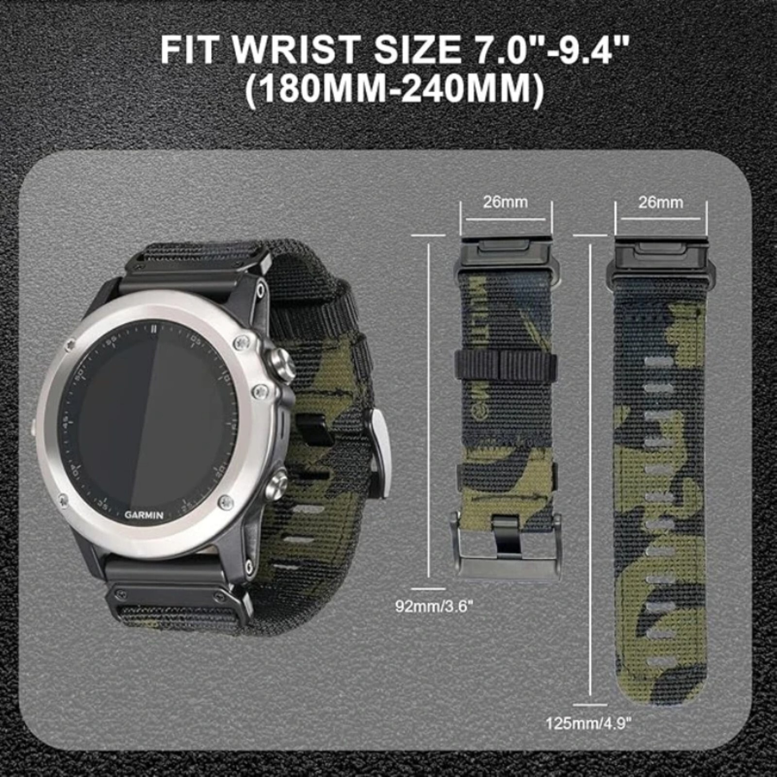 Nylon Watch Band Strap For Garmin Fenix 7X7 Pro Solar/6X 6 Sapphire 5 5X Plus