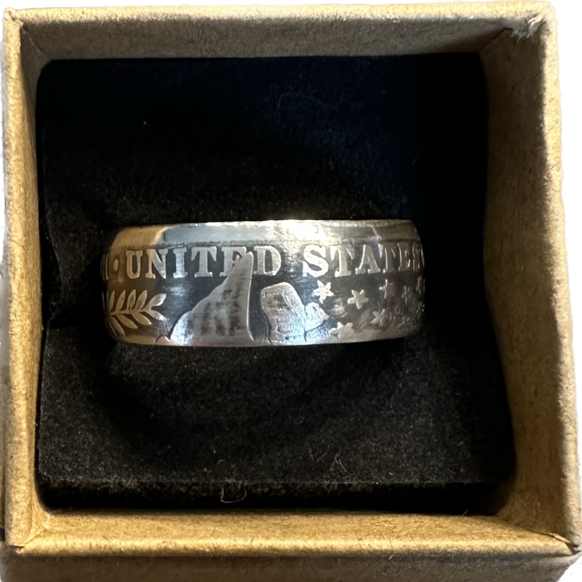 Antique U.S. Barber 90% Silver Half Dollar Coin Ring Band Jewelry NEW