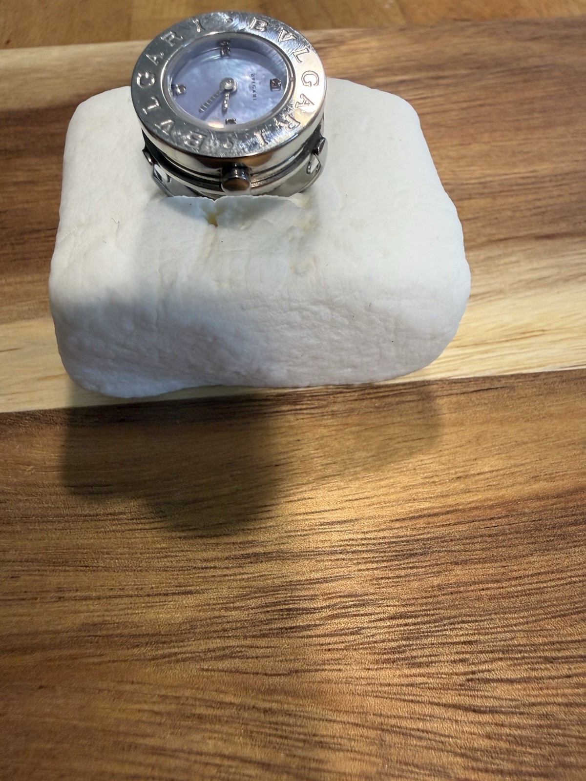 BVLGARI B.zero1 Women’s Ring Watch Quartz Purple MOP Dial Silver Tone