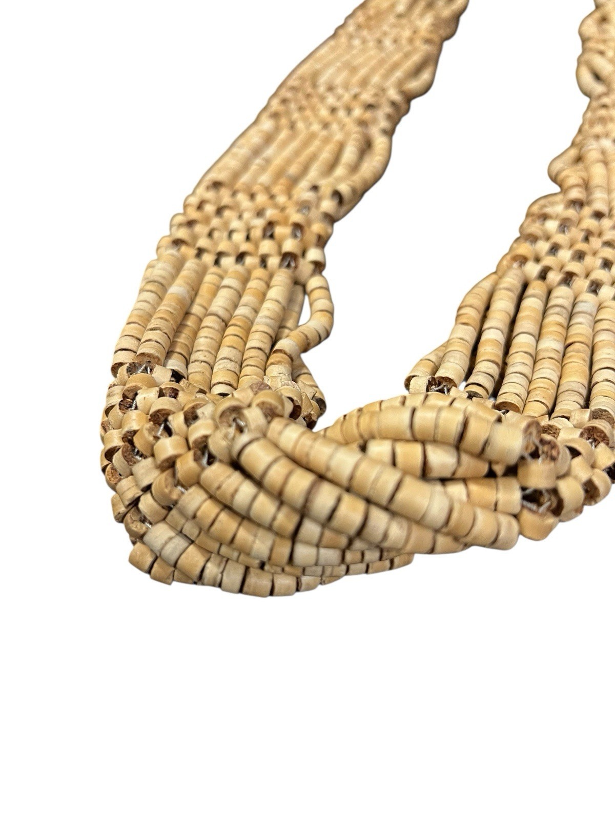 Bohemian Oversized Khaki Chunky Beaded Necklace Lobster Clasp Closure 14.5 Inch