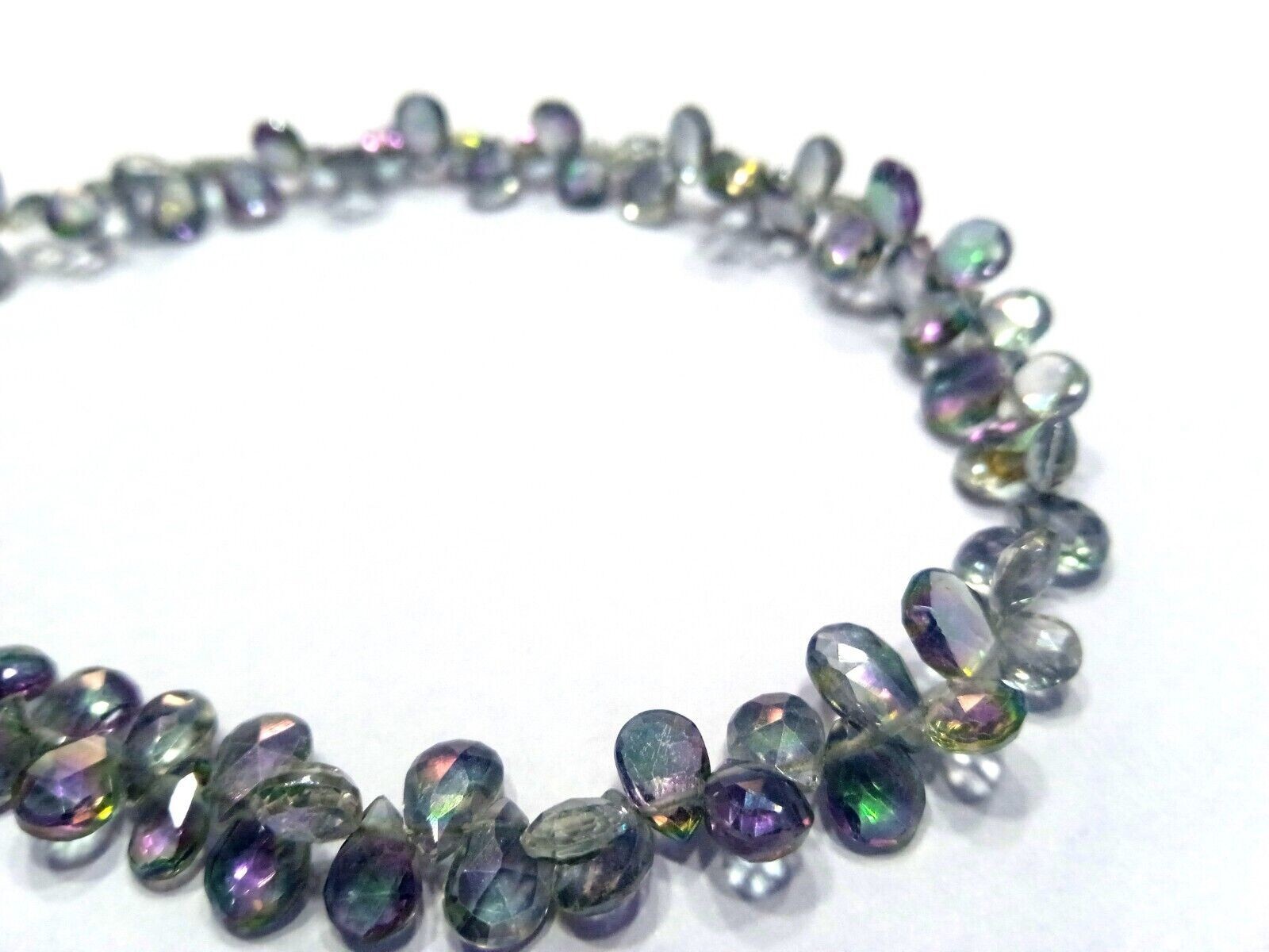 MYSTIC TOPAZ NATURAL PEAR SHAPED FACETED 4X5-5X7MM LOOSE GEMSTONE BEADS 7″INCH