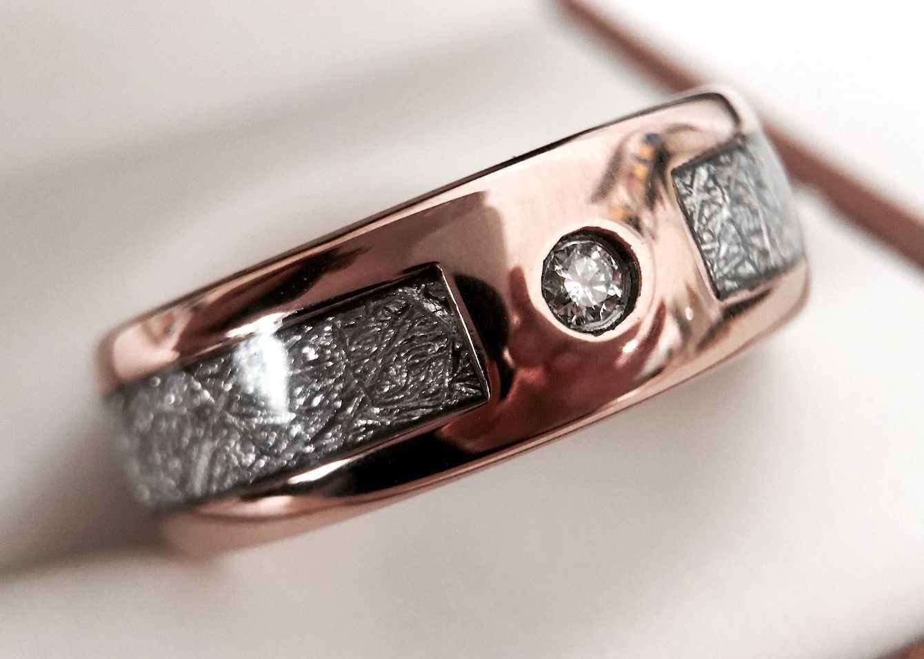 Meteorite Ring Rose Gold Tungsten Ring, Mens & Women Wedding Bands, Promise Ring