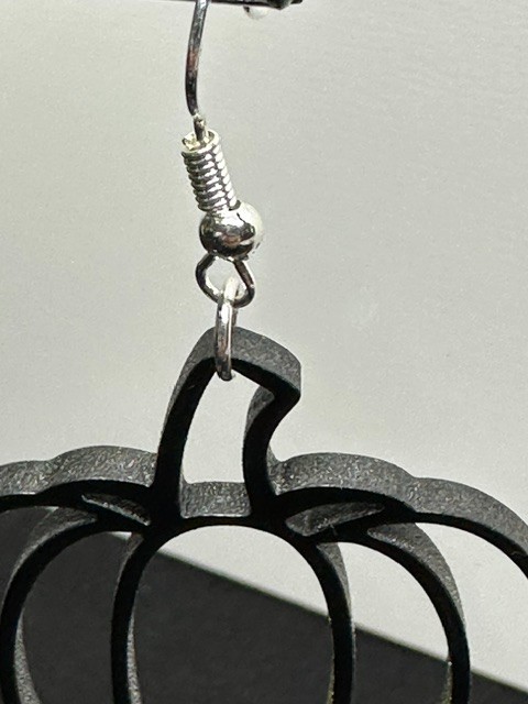 Pumpkin Outline Halloween Black Acrylic Laser Engraved Dangle Earrings
