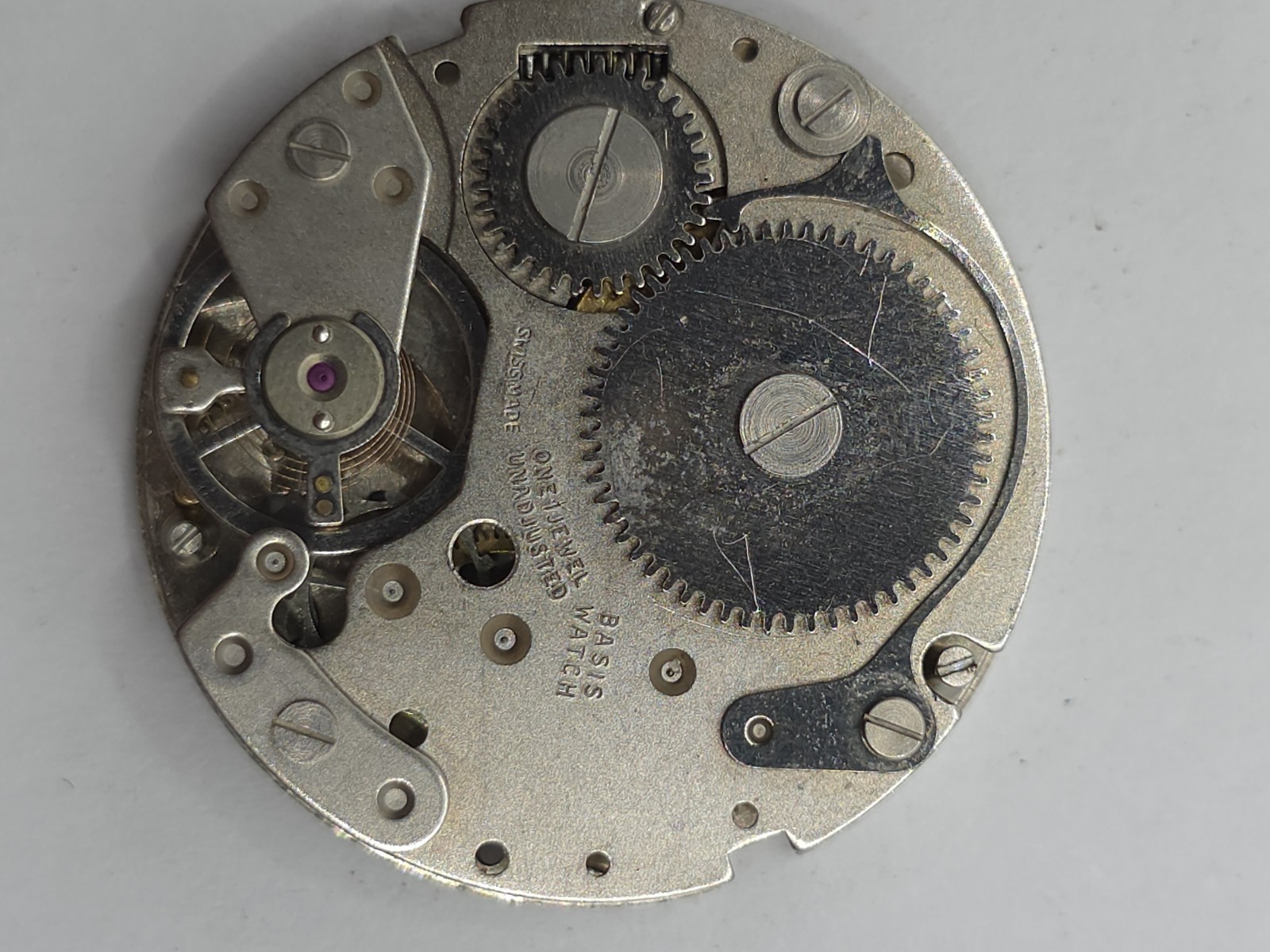 Vintage ORION Watch Movement Cal. BFG 866 Black Dial 2 Hands Main Spring Parts