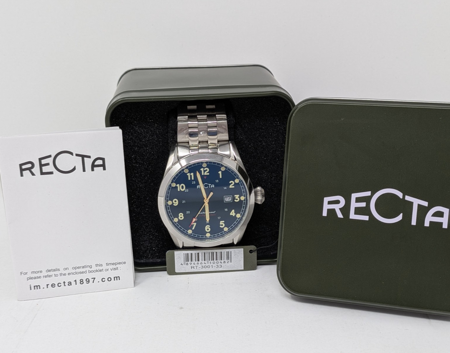 Recta RT-3001 Cavalier Forest Men’s Watch Green Dial Stainless Steel Bracelet