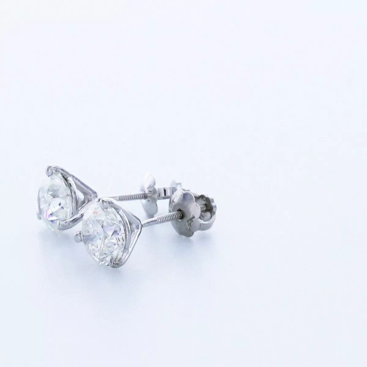Stud Earrings Solid 14K White Gold Classic 1.64 CT Round Natural Diamond F VS2