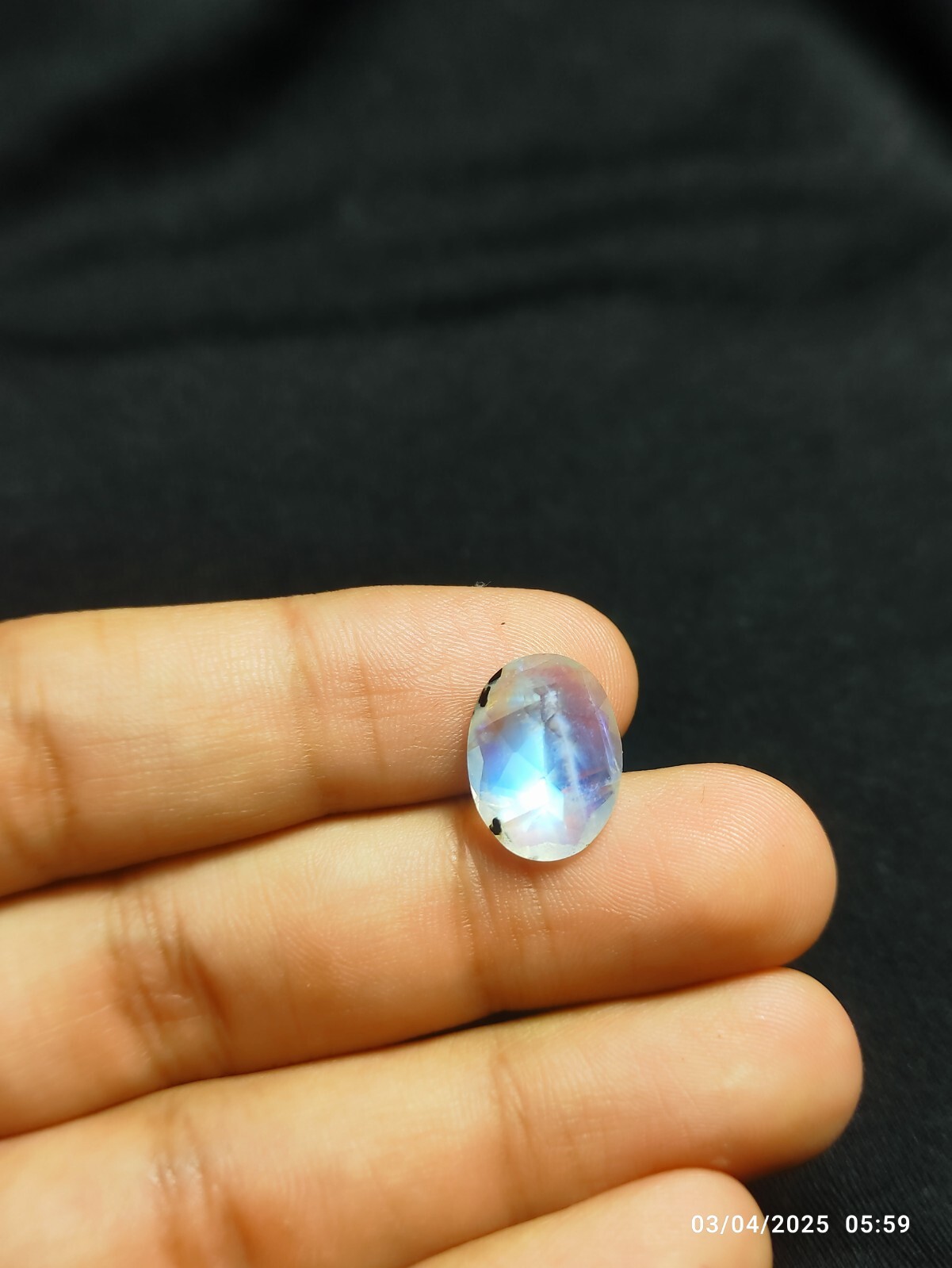 Rainbow Moonstone Faceted 8 Ct Gemstone Blue Fire