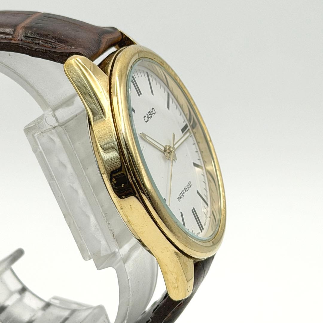 CASIO MTP-V005 Quartz Watch, Gold with White Dial