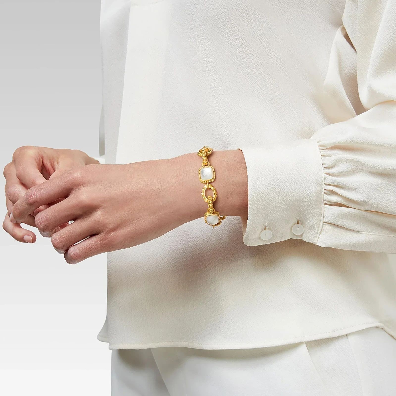 Julie Vos Blue Gold Marbella Iridescent Crystal Bracelet