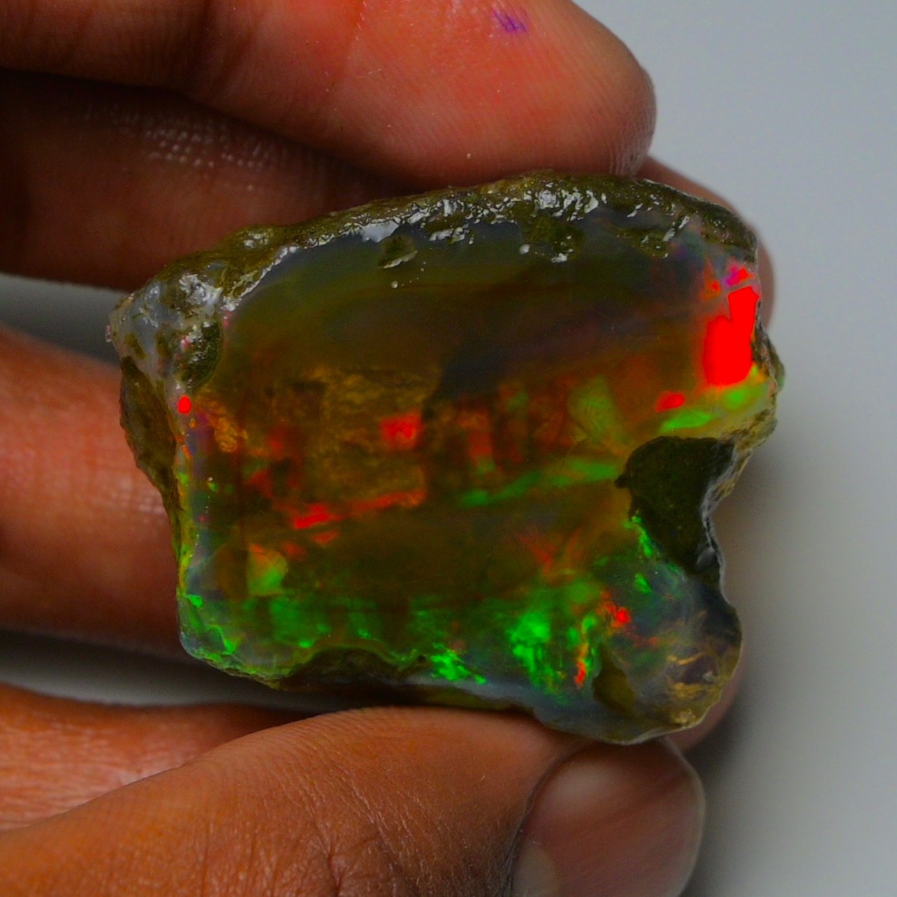 Ethiopian Oil Opal Specimen 87.55 cts Natural Rough Gemstone – Fire Opal Roug