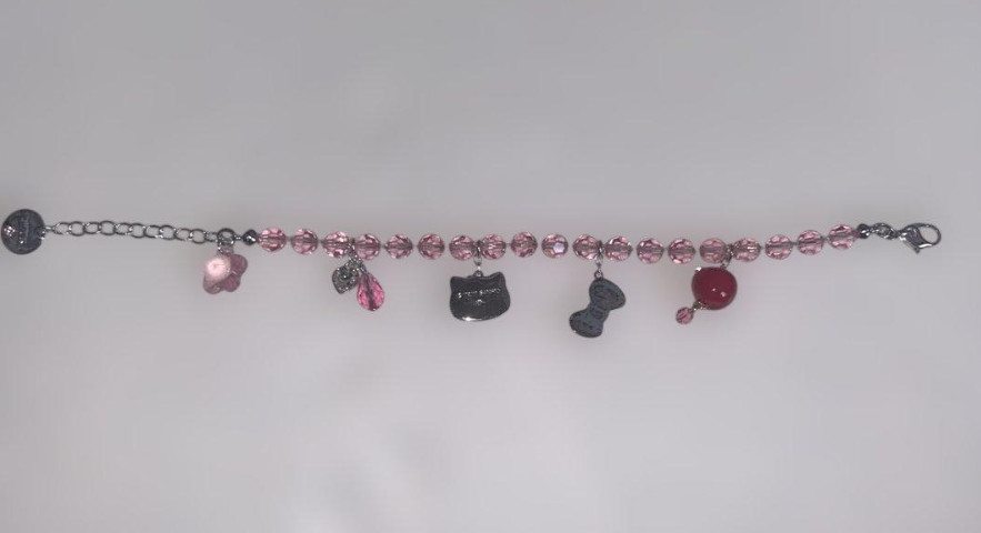 Unused Swarovski Hello Kitty Charm Bracelet Pink Crystal 20cm 7.9″ Rare Gift Box