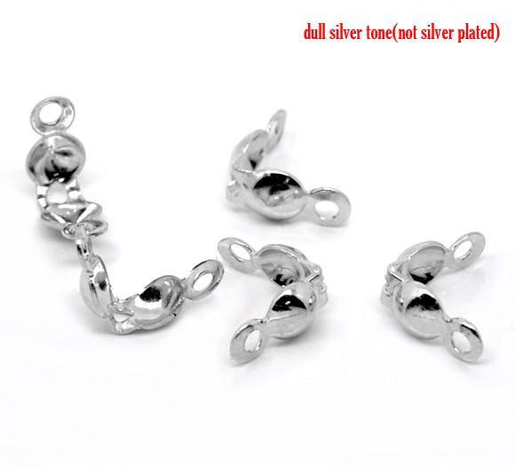 500 Pcs Silver Tone Charlotte Necklace Crimps Beads Tips 8mm X 4mm