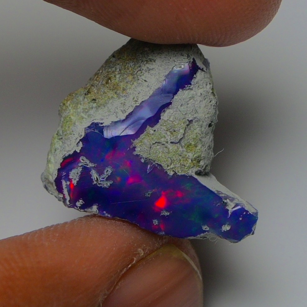 Blue Ethiopian Opal Rough 6.45 cts Smoked Black Opal Raw, Fire Opal