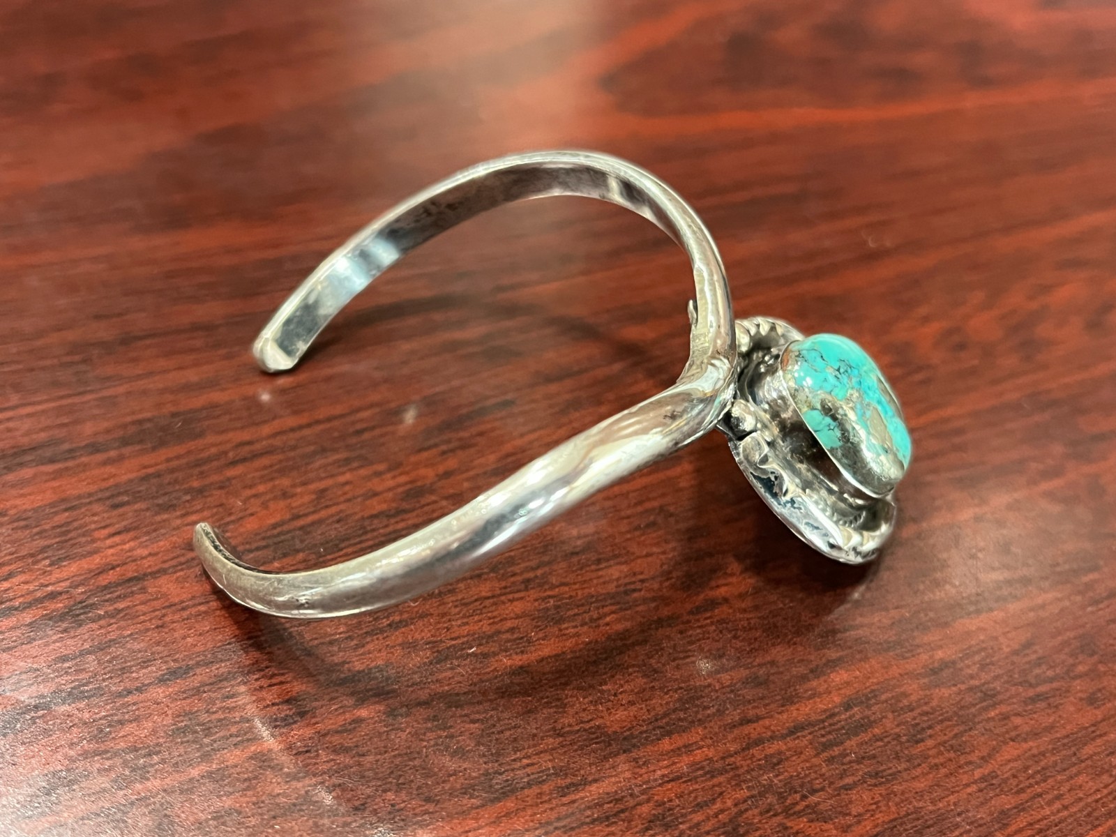 Native American Sterling Silver Turquoise Cuff Bracelet 6.25″ 25.0 Grams