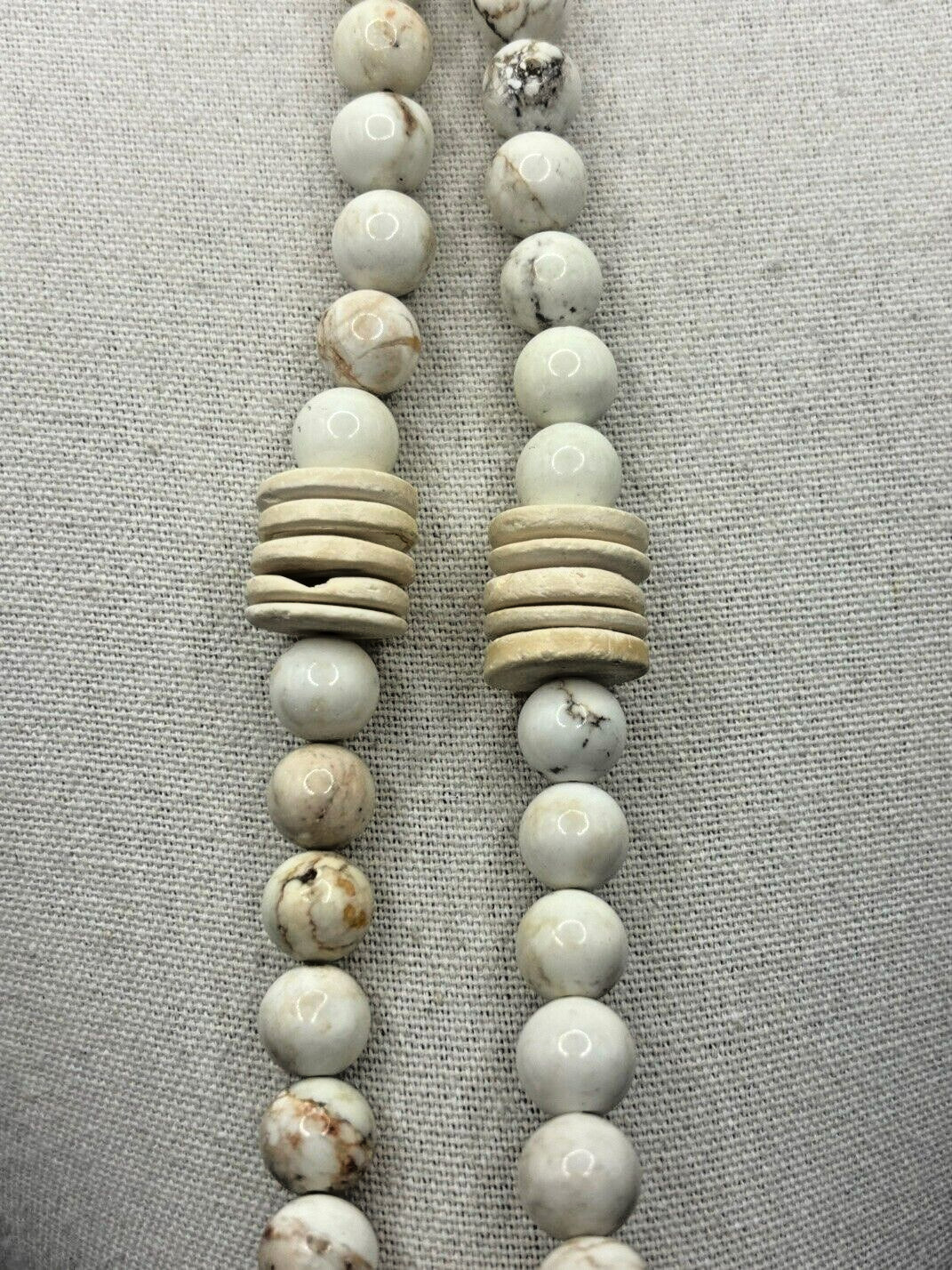 Pink Cocowood Chip Howlite Large Kenya Bone Beaded Horsehair Pendant Necklace